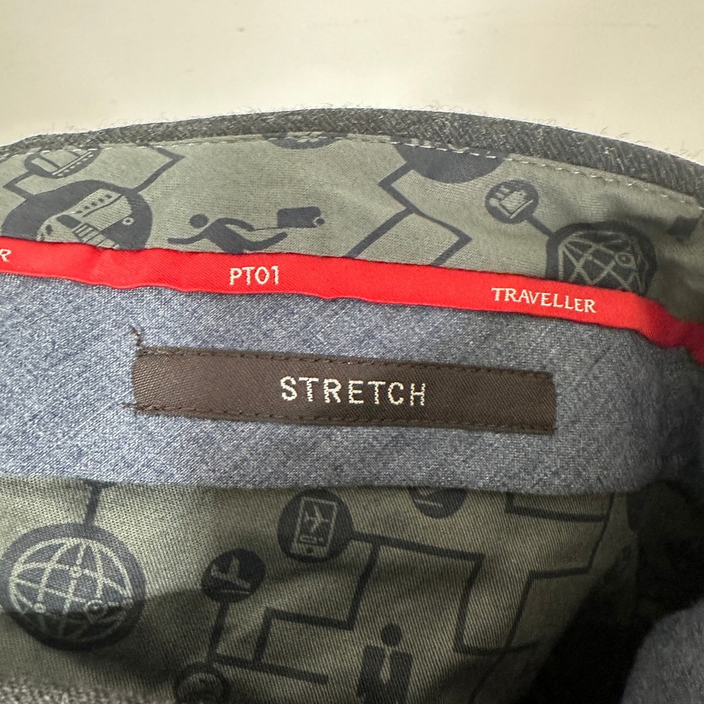 PT01 Traveller Super Slim Fit Wool Blend Stretch Trousers Grey Mens 36" READ - Picture 6 of 7